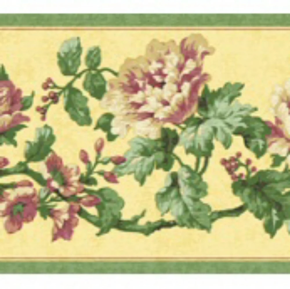 Wallpaper Border Vintage Peony Rose
